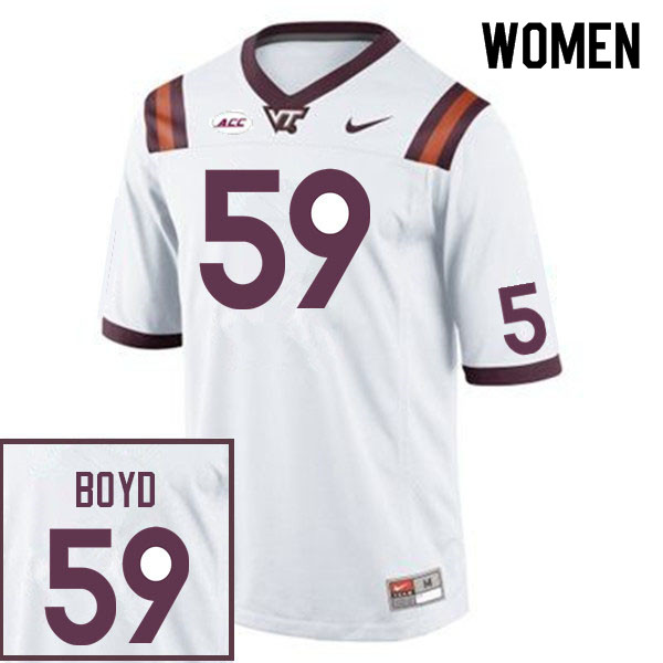 Women #59 Chris Boyd Virginia Tech Hokies College Football Jerseys Sale-White